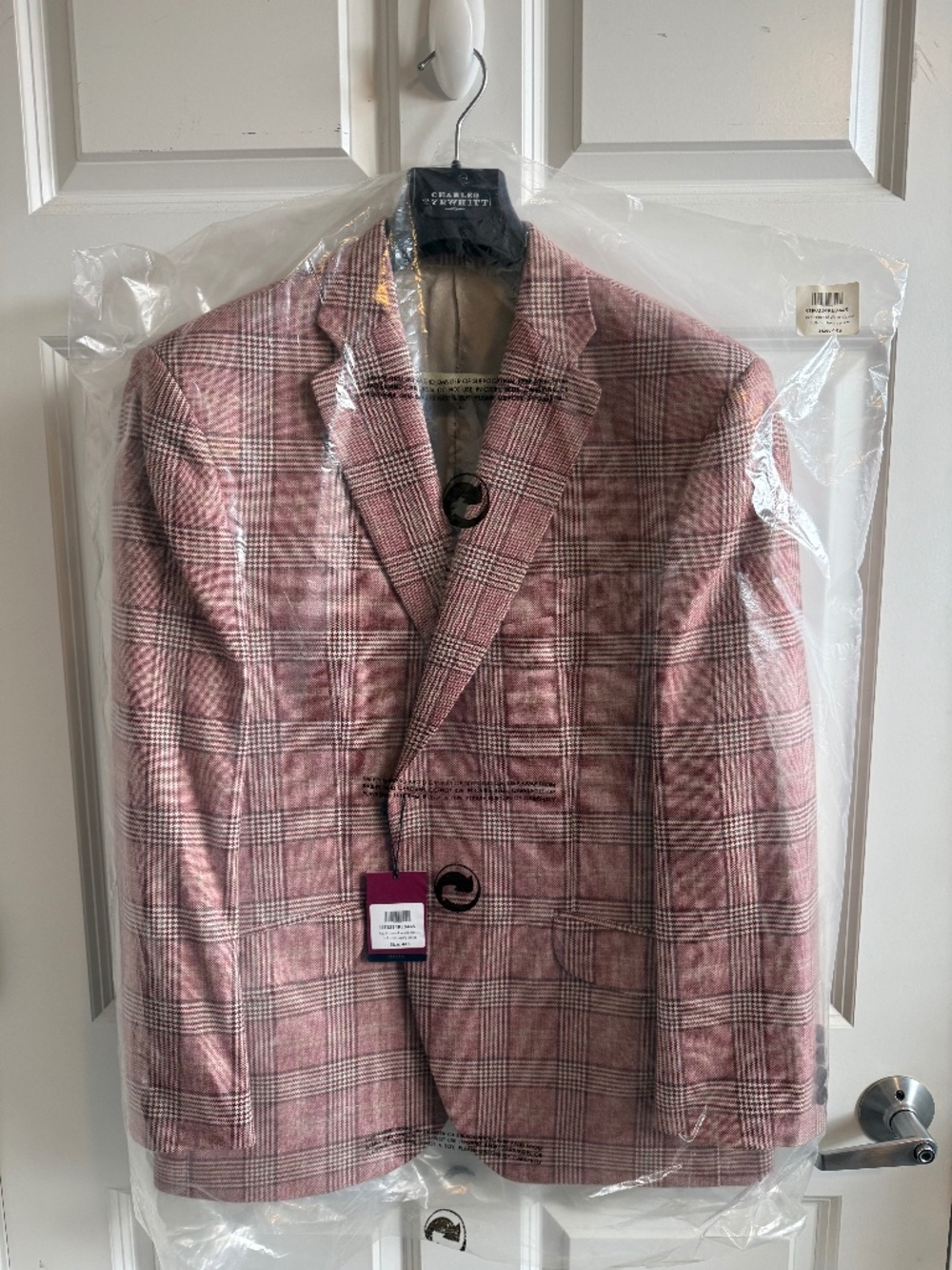 Charles Tyrwhitt Red Prince of Wales Classic Fit British Luxury Jacket 44S NWT